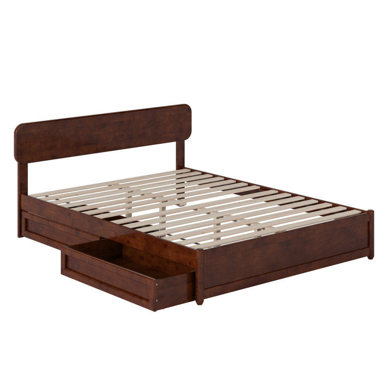 Ause Solid Wood Storage Bed, Queen, Walnut