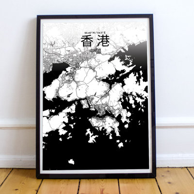 Hong Kong City Map 1 Piece Wall Art