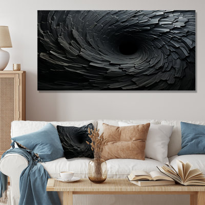Black Spiraling fractal sprial - Abstract Spirals Canvas Print