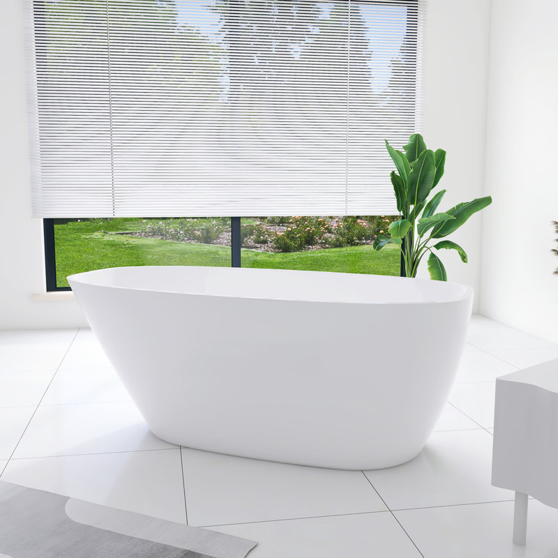 59 po X 30 po Baignoire de trempage autoportante en acrylique en blanc