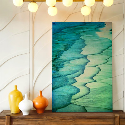 Abstrait bleu vert, aquarelle, peinture côtière moderne, reproduction d'art sur toile, abstrait bleu moderne, accent vert, décoration pour le salon, la chambre, le bureau, le couloir, la galerie