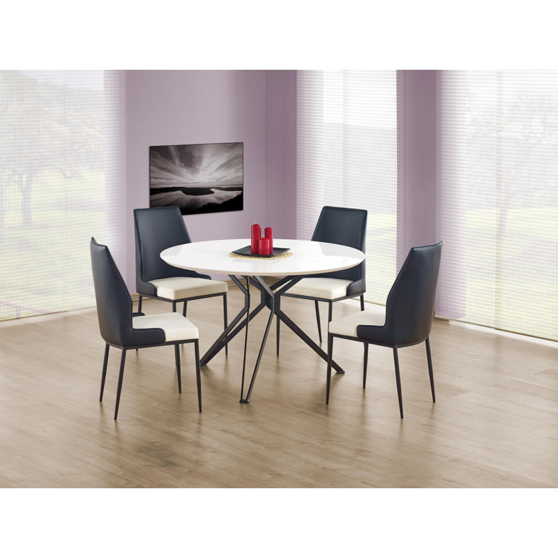 Ambrosine Round Metal Base Dining Table, White