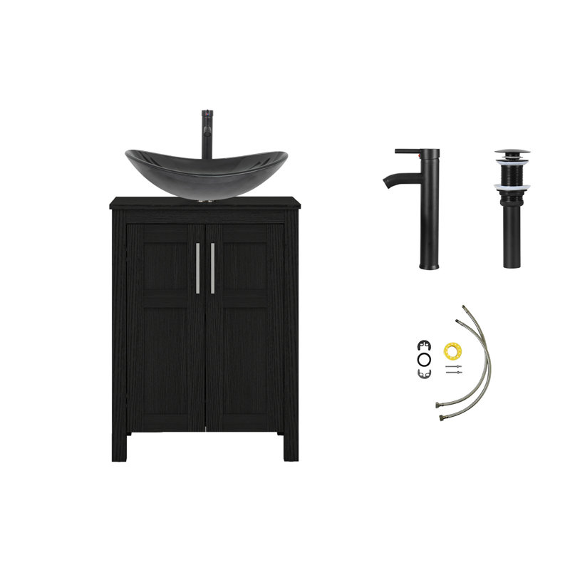Free Standing Bathroom Vanity With Sink, Black