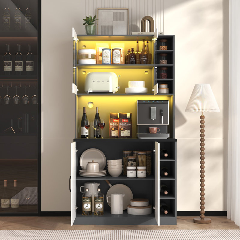 187cm Kitchen Pantry, White/Black