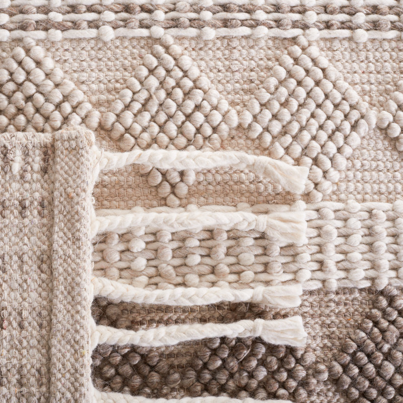 Tapis en laine / coton tissé à la main Ansam en gris / ivoire, Tapis de couloir 2 pi 3 po x 8 pi
