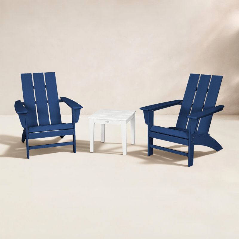 POLYWOOD Modern Adirondack 3-Piece Set, Navy