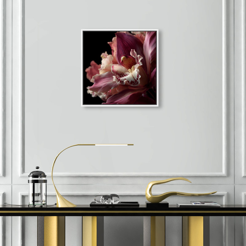 Velvet Labellum Print by Oliver Gal, 17"H x 17"W, White Floater Frame