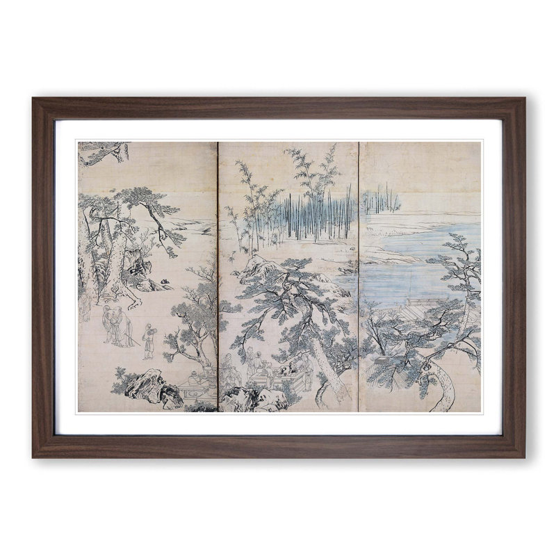 Gathering in an Orchid Pavilion by Maruyama Okyo - Picture Frame Graphic Art Print, 27cm H x 36cm W x 2cm D, Walnut Framed