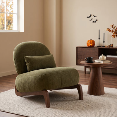 28.4" Wide Modern Upholstered Accent Green Chair, Armless Accent Chair for Small Space