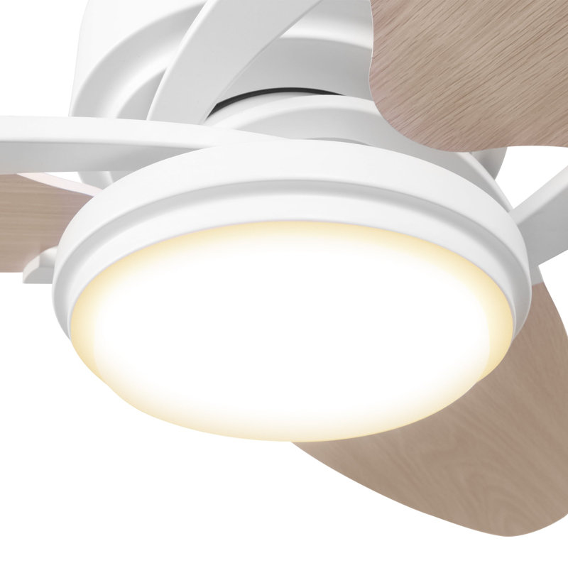 Ventilateur de plafond 52 po avec télécommande Maddox, ensemble d'éclairage inclus, Chêne blanc, Blanc