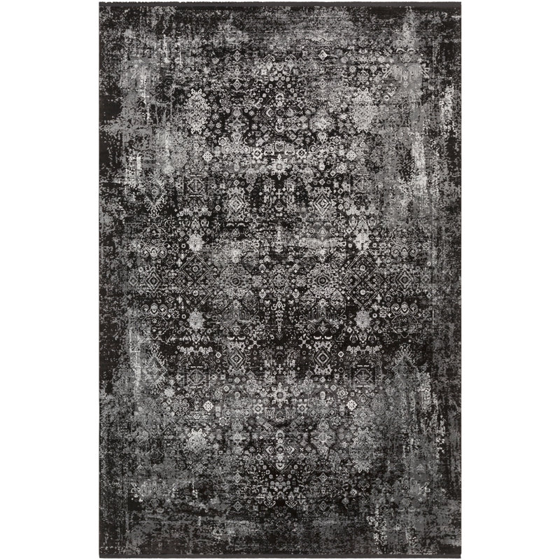 Tapis noir / gris anthracite Plaskitt, Rectangle 7 pi 6 po x 11 pi 2 po