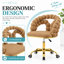 Chaise de coiffeuse moderne en velours avec roulettes, chaise de maquillage pivotante et réglable avec dossier à bulles et base en métal doré-240874149