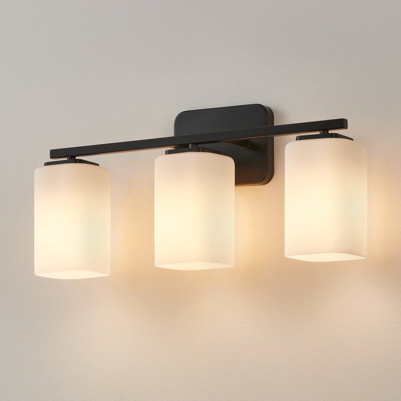 Éclairage pour meuble-lavabo à intensité variable Kagan, Noir mat, 3, Blanc