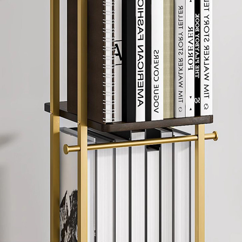 Nut-Brown Modern Solid wood + Metal Rotating Bookshelf