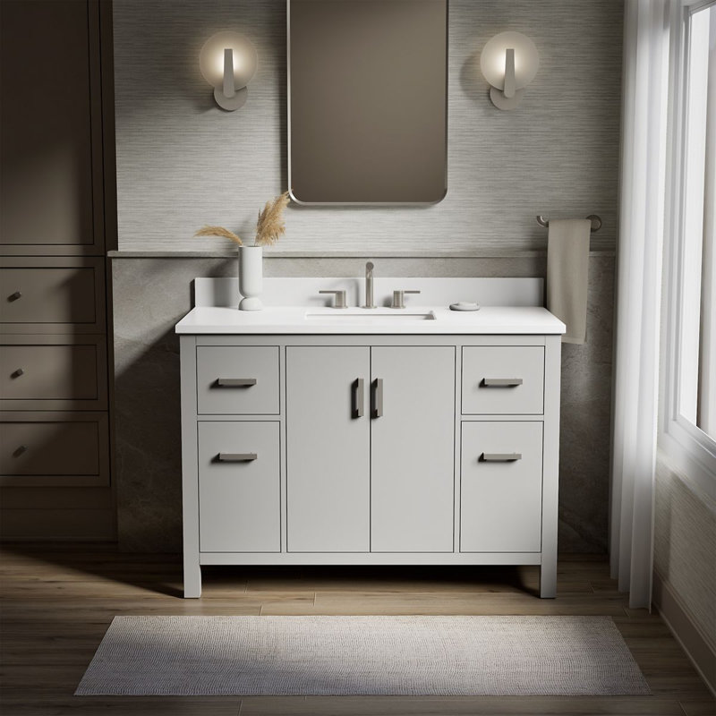 Kresla 48 In. Bathroom Vanity Cabinet With Sink And Quartz Top, Atmos Gray
