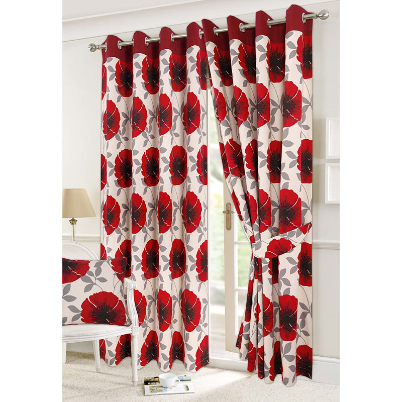 Adonica Room Darkening Curtain Pair, 168 W x 183 D cm, Red