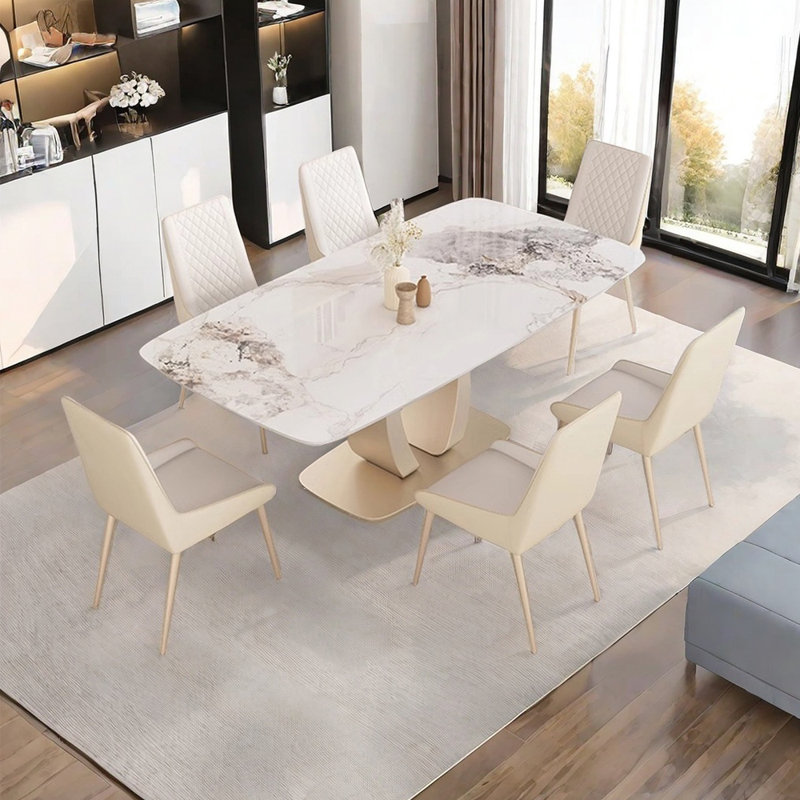 French light luxury rectangular table set, 29.5"H x 70.8"L x 35.4"W