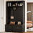 Versatile 4-in-1 Hall Tree with 6 Golden Hooks, Wood Grain Bench with Multiple Storage Space-505415948