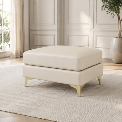 Repose-pieds modulaire en similicuir Chesterfield, beige / blanc