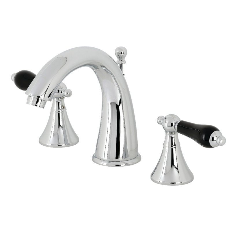 Kingston Brass Duchess Two-Handle 3-Hole Deck Mount Widespread Bathroom Faucet with Brass Pop-Up Drain, Polished Chrome