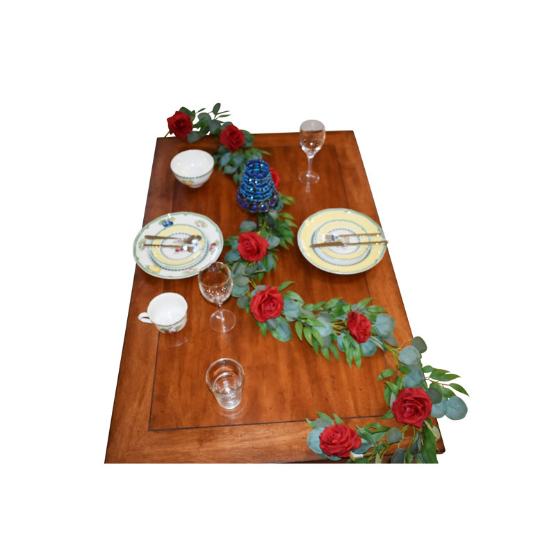 Guirlande 72 "Faux Roses Eucalyptus, Rouge