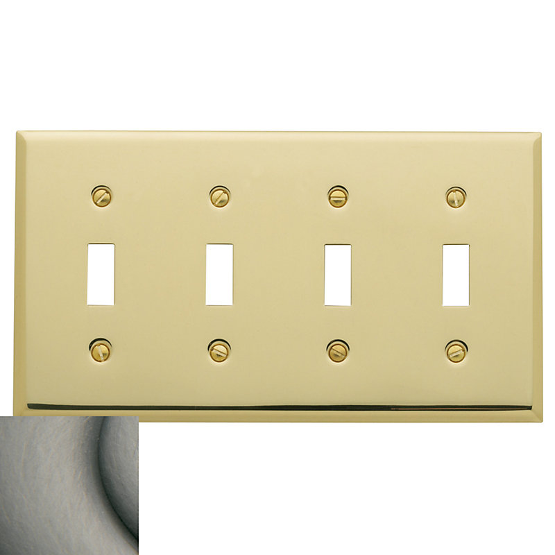 4-Gang Toggle Light Switch Wall Plate, Polished Brass