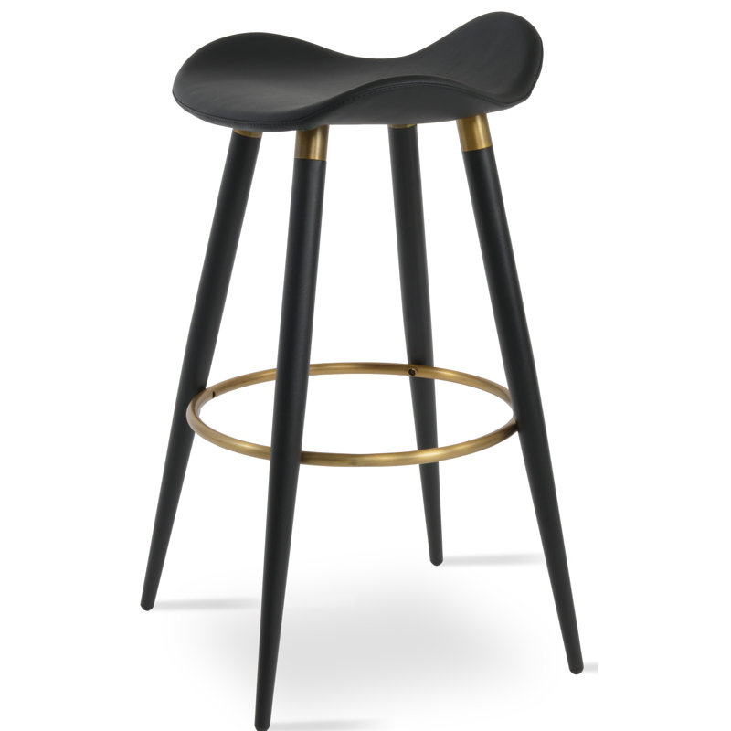 Tabouret de bar et de comptoir Moonyean, Noir / or, Noir, Tabouret de comptoir (assise de 24 po de hauteur)