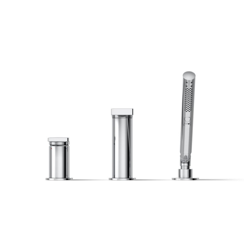 Composed Deck-Mount Bath Faucet With Handshower, Polished Chrome