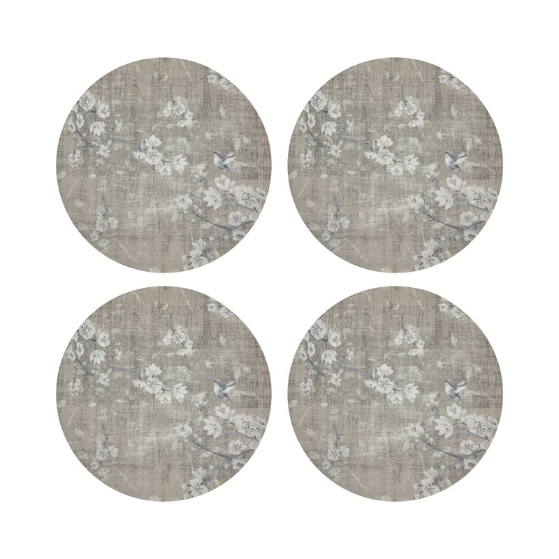 Blossom Fantasia Pebble 16" Vinyl Placemat, French Gray