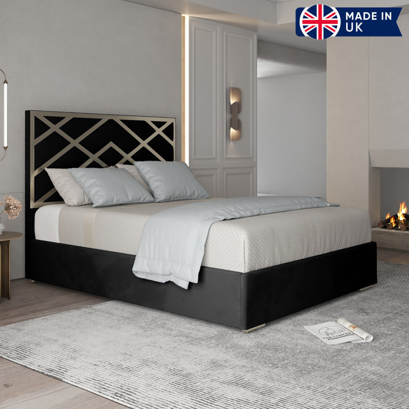 Anatolija Upholstered Bed, Black, Kingsize (5')