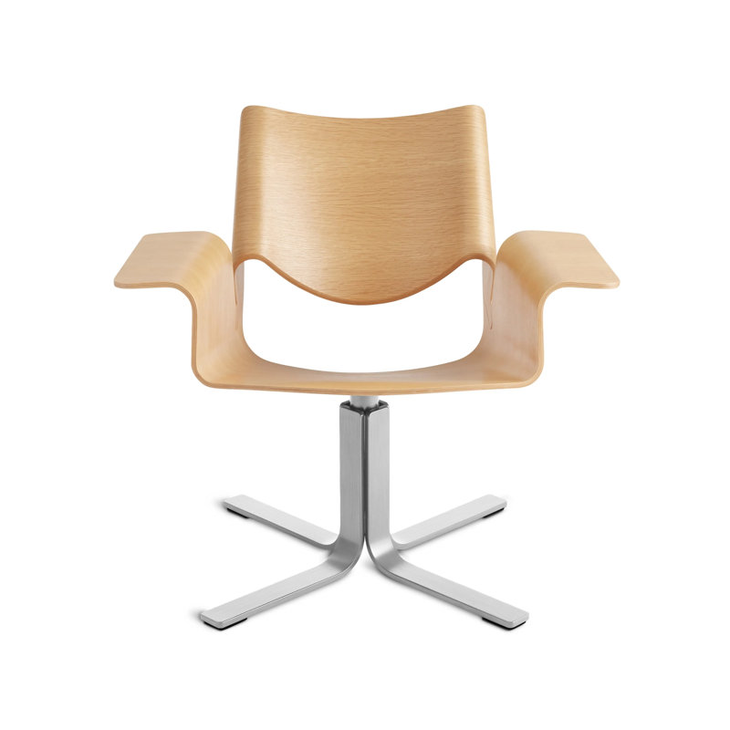 Buttercup Swivel Task Chair, White Oak/Stainless Steel