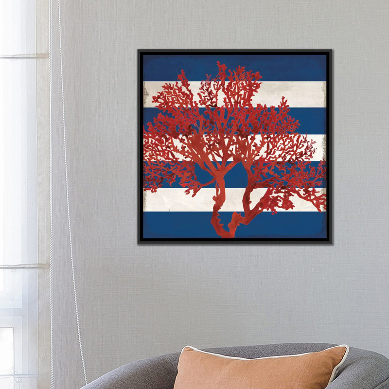 « red corail i », impression sur toile, H 37 po x l 37 po x P 1,5 po, Toile avec cadre noir, Pas de tapis