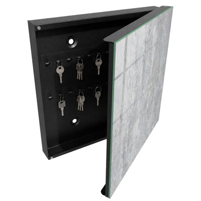 Key box, Opens to the right, 30x30x5, Black, Abstract gray-beige texture, 