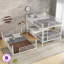 Lit double superposé double au dessus d'un lit double, peu encombrant, blanc-372158962-372158966