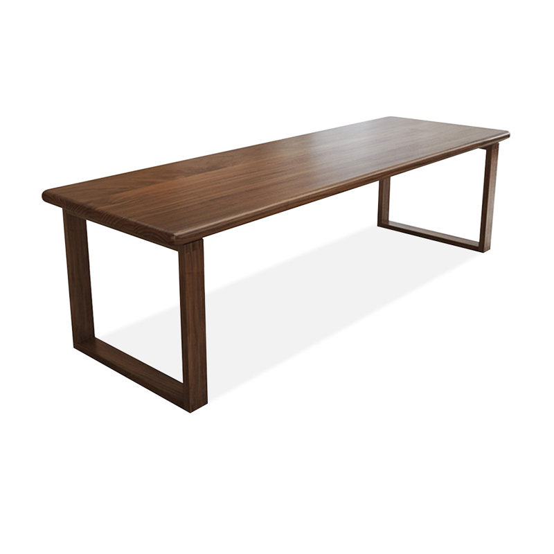 Light-walnut Rectangular Solid Wood desk, 29.53" H x 94.49" W x 31.5" D