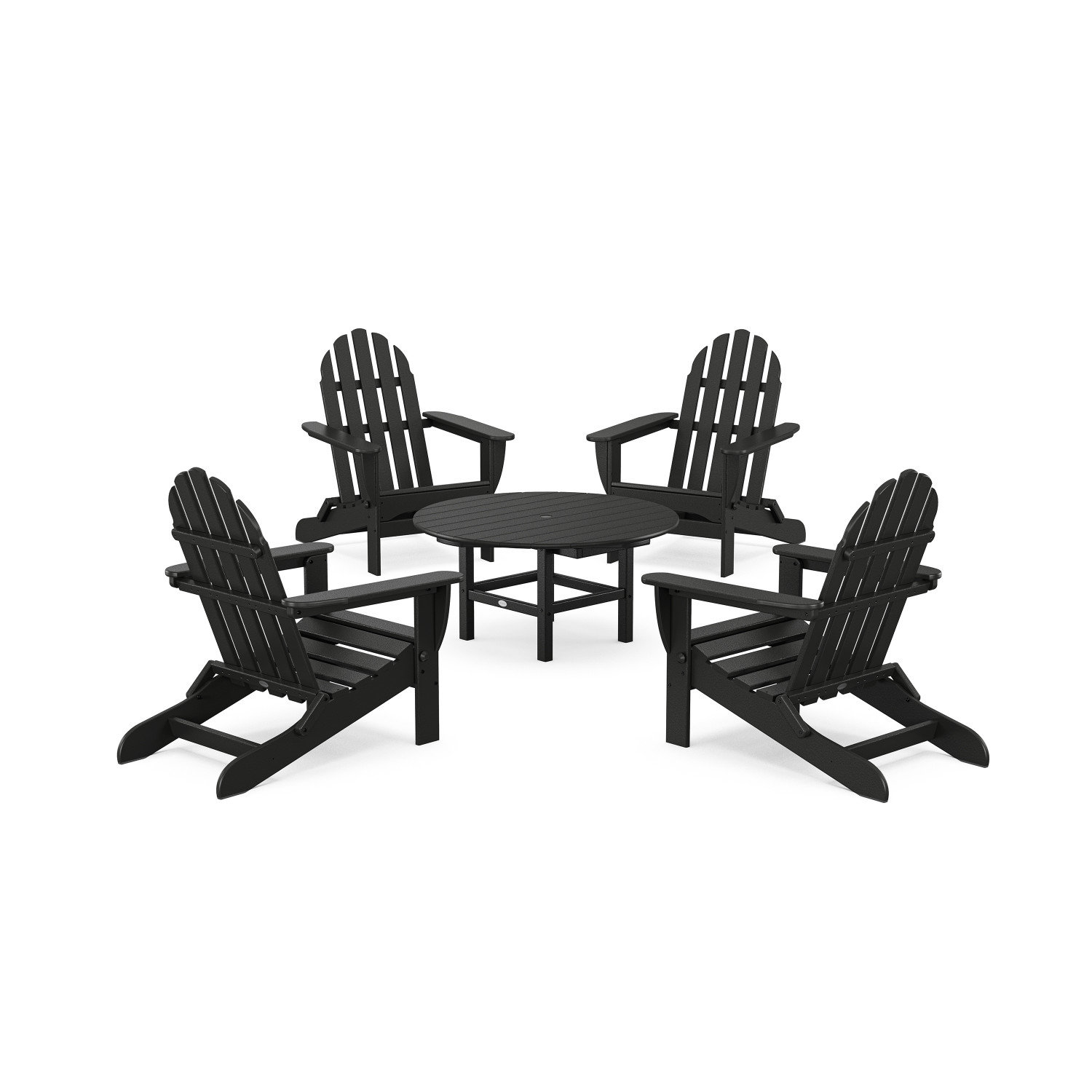 POLYWOOD® Classic Adirondack 4-Person Patio Seating Group, Black