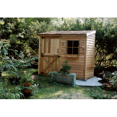 Bayside 8 ft. W x 4 ft. D Western Red Cedar Wood Lean-To Bike Shed, Storage Shed