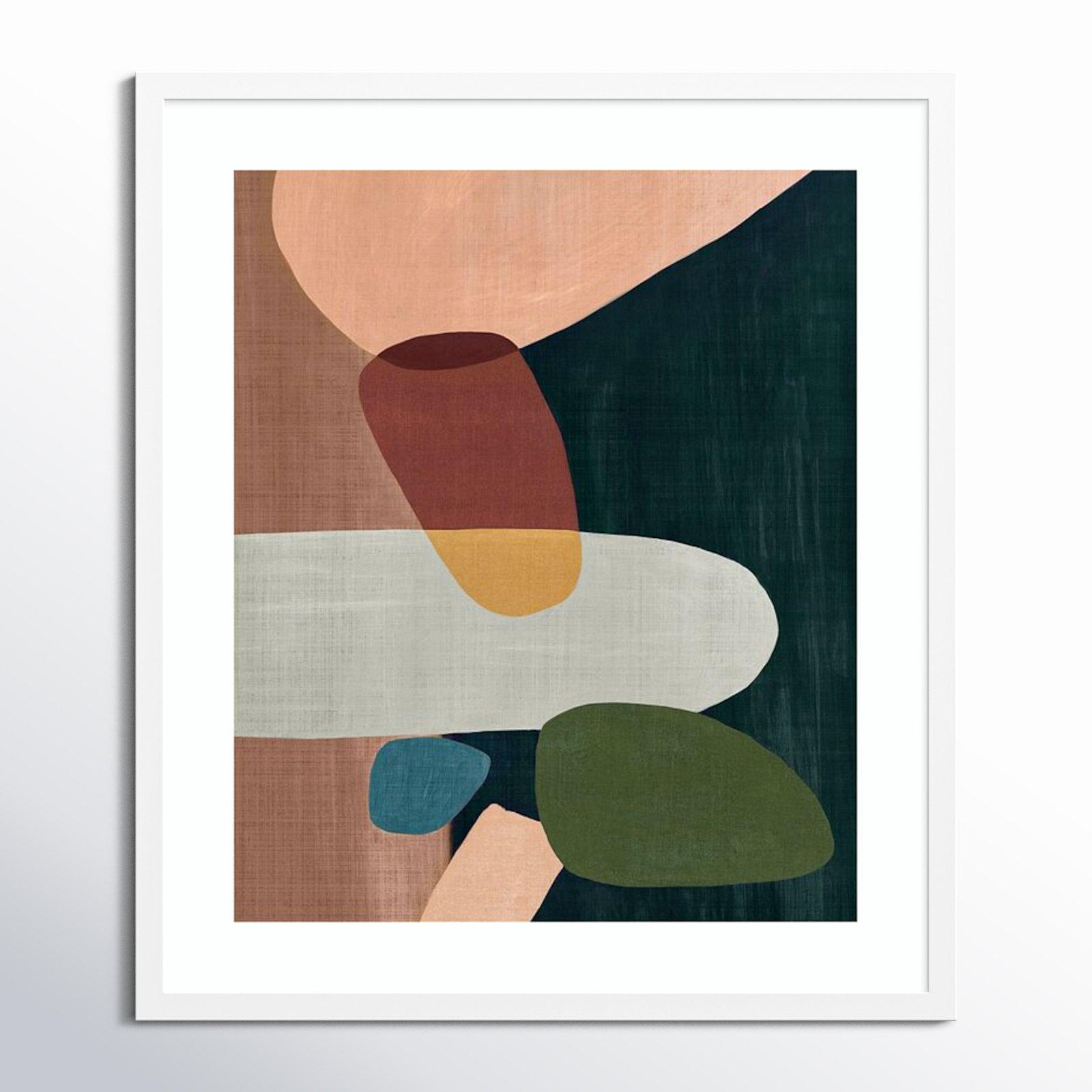 Stacking Pebbles I Mauve by Eva Watts, Matte White, 33.5" H x 29" W x 0.75" D