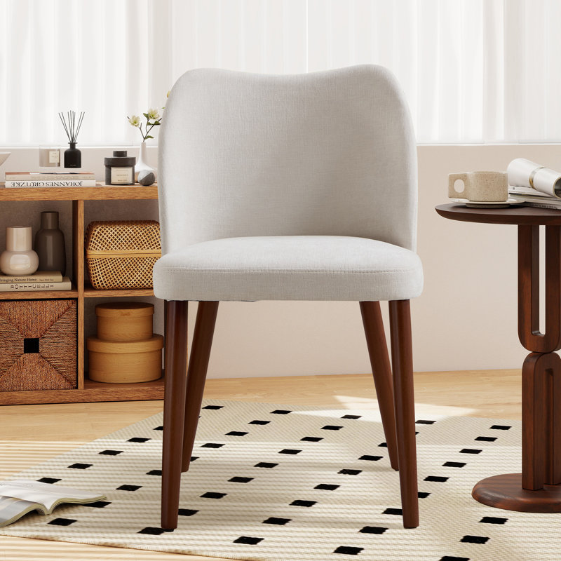 48cm Wide Modern Upholstered Dining Chair with Solid Wood Legs (Set of 2)