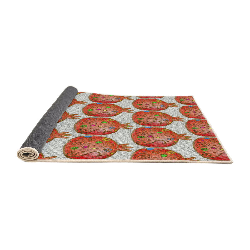 Tapis brun/crème à motifs, Rond 6 pi