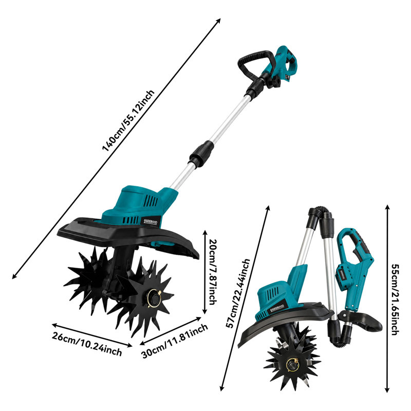 Cordless Electric Tiller Cultivator Body Only, Compatible with Makita Battery, Handheld Garden Soil Tiller
