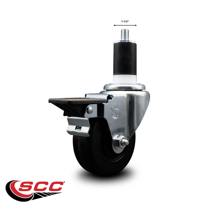 Phenolic Swivel Expanding Stem Caster with Brake SCC PLB 3-1/2" x 1-1/2"