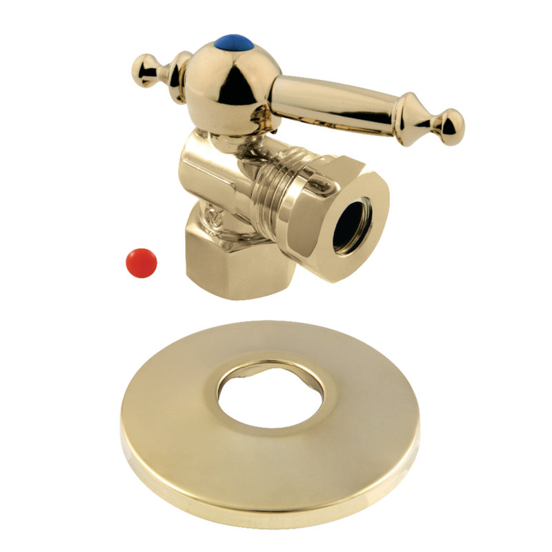 Kingston Brass 1/2-Inch FIP x 1/2 or 7/16-Inch Slip Joint Quarter-Turn Angle Stop Valve with Flange