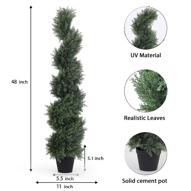 Primrue Artificial Cypress Spiral Topiary Trees, 48" H x 11" W x 11" D