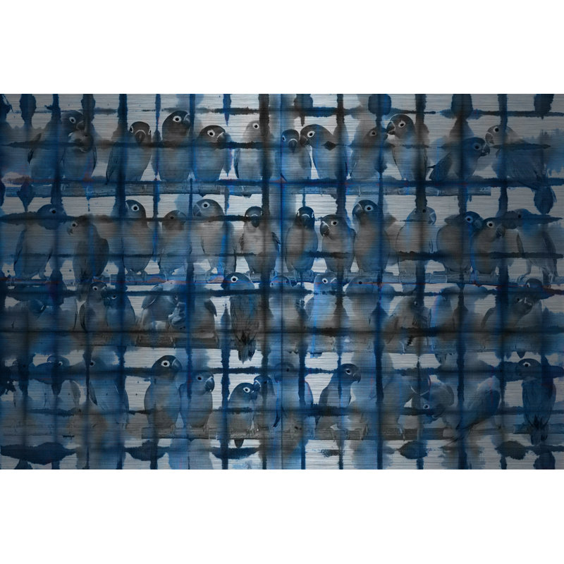 Reproduction d’art sur métal, "bonde bleu" par parvez taj, H 24 po x l 36 po x P 1,5 po