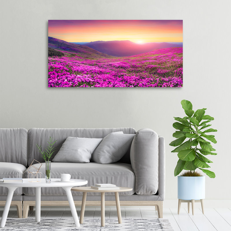 Pink Hills - No Frame Print on Glass, 70cm H x 100cm W x 4cm D, Glass