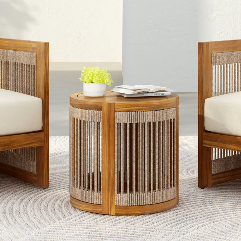 Table d'appoint d'extérieur en bois d'acacia