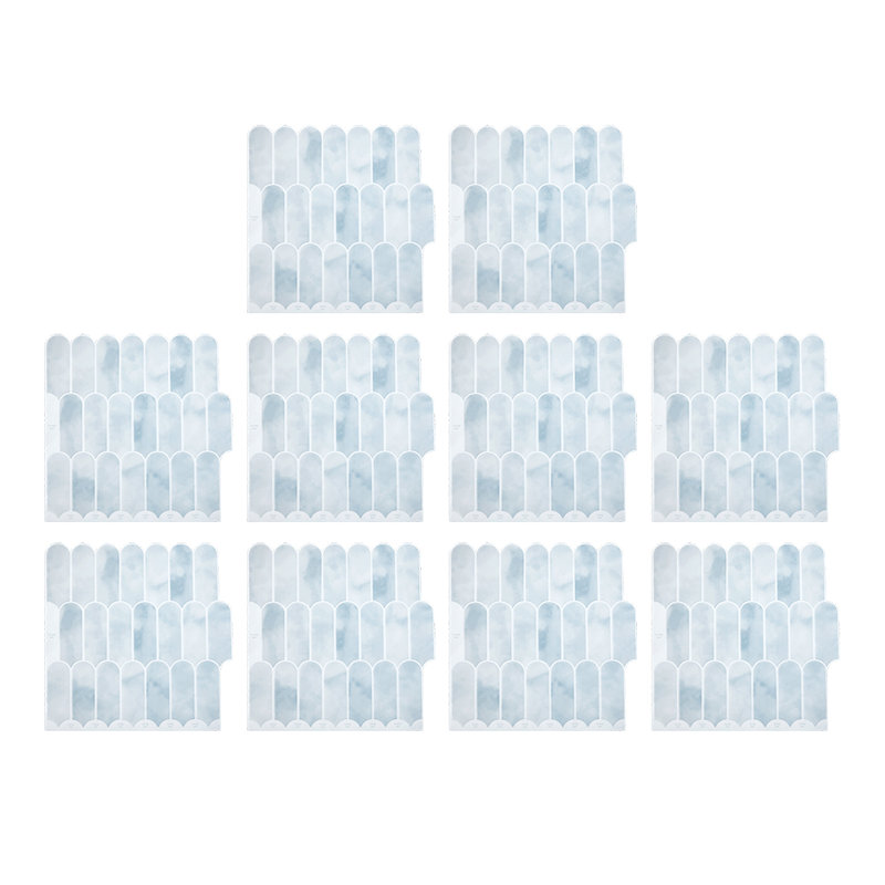 10Pcs Self-Adhesive Wall Tile Stickers, Blue/White