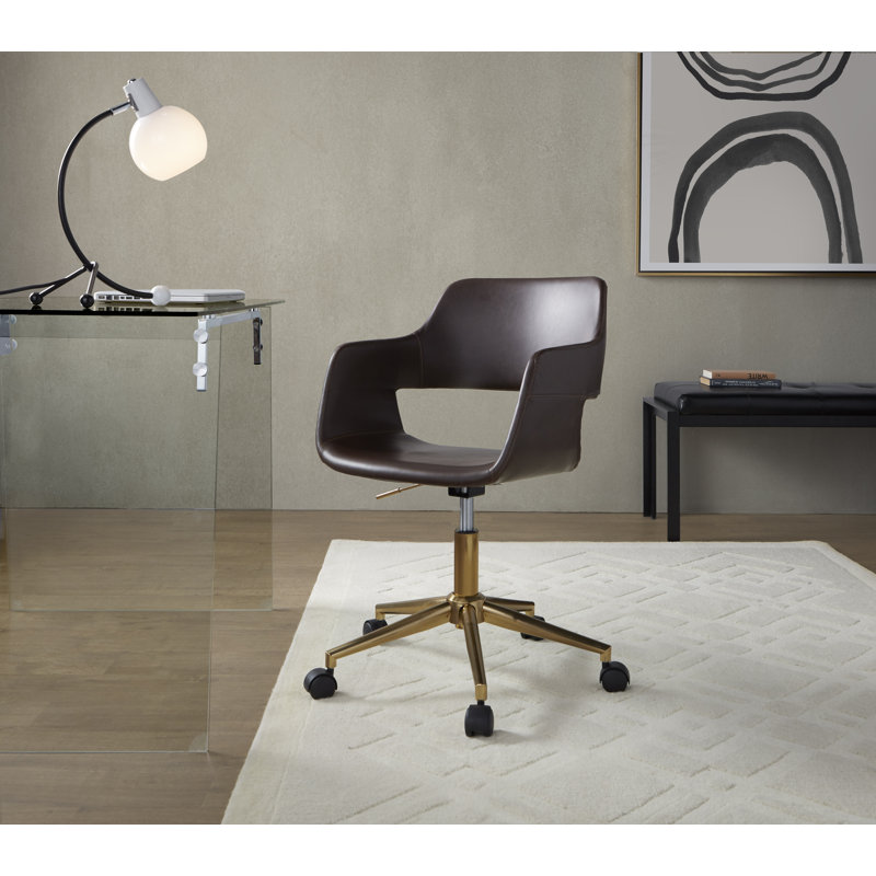 Chaise de bureau Shai, Espresso, Or