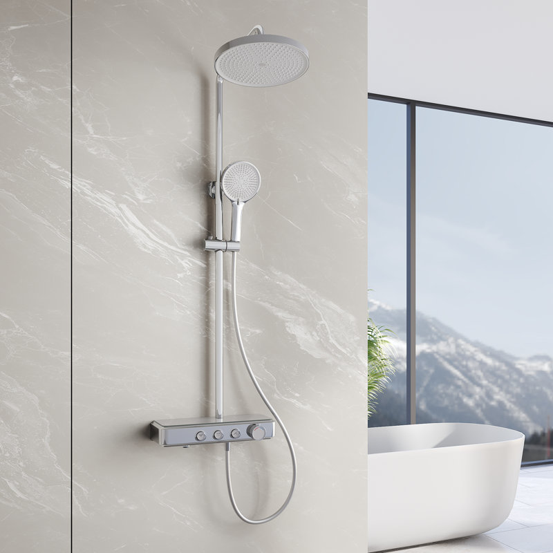 Chrome-plated Thermostatic Shower System with Child Lock